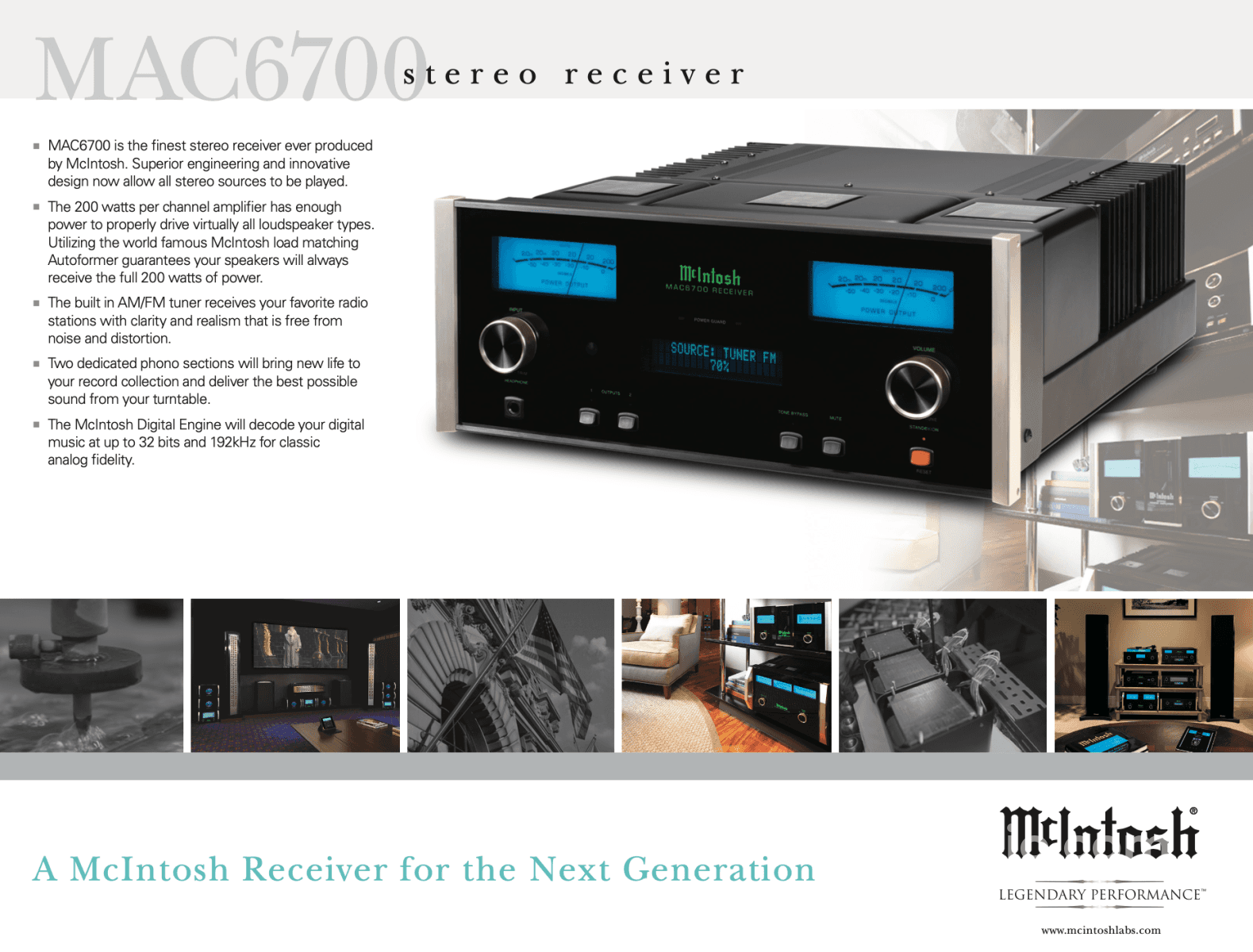 Mcintosh Mac6700 Solid State Receiver With Hd Fm/Am Radio Dac Mc/Mm Phono Integrated Amplifier