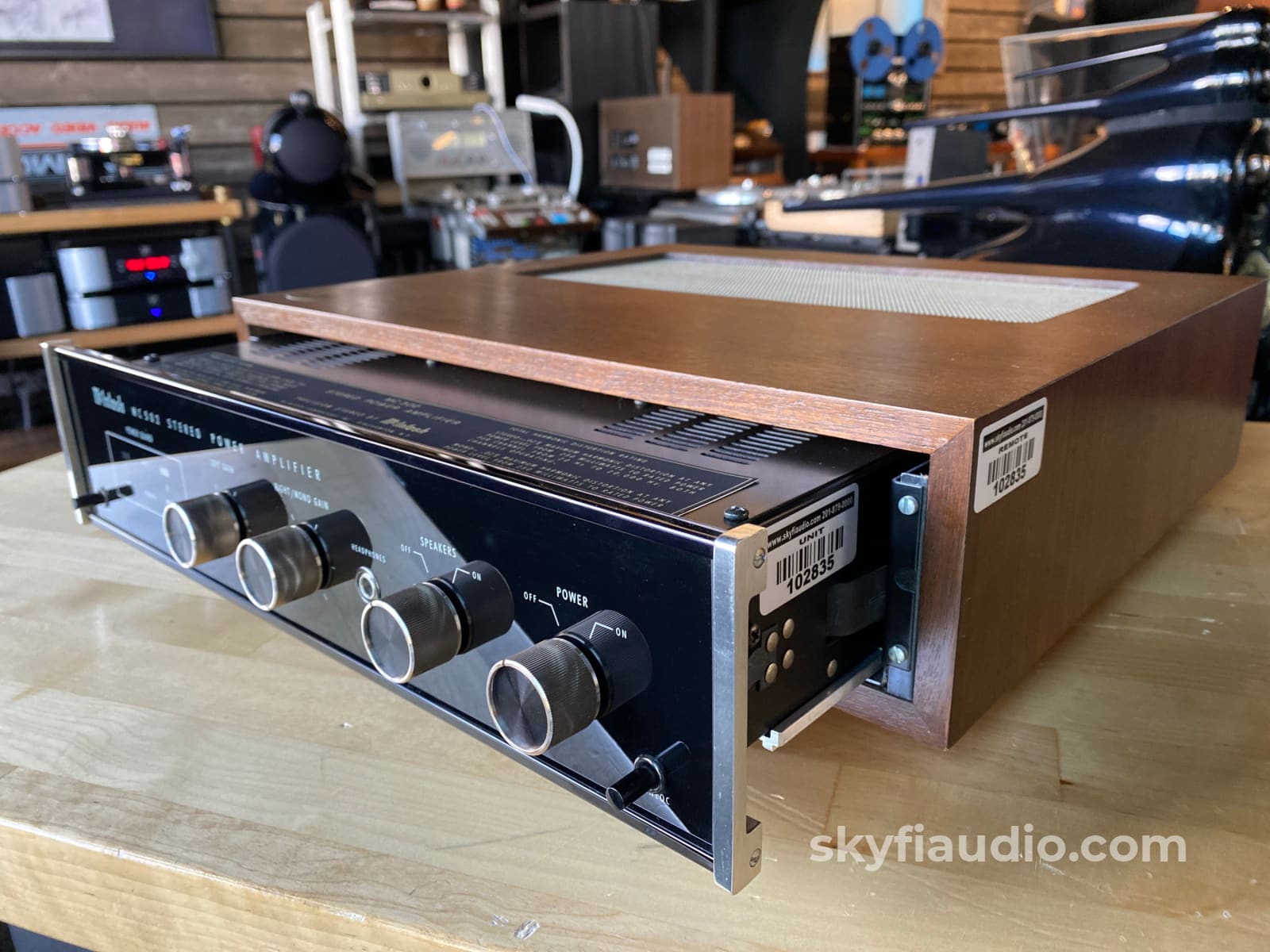 Mcintosh Mc502 Vintage Solid State Amplifier With Wood Cabinet
