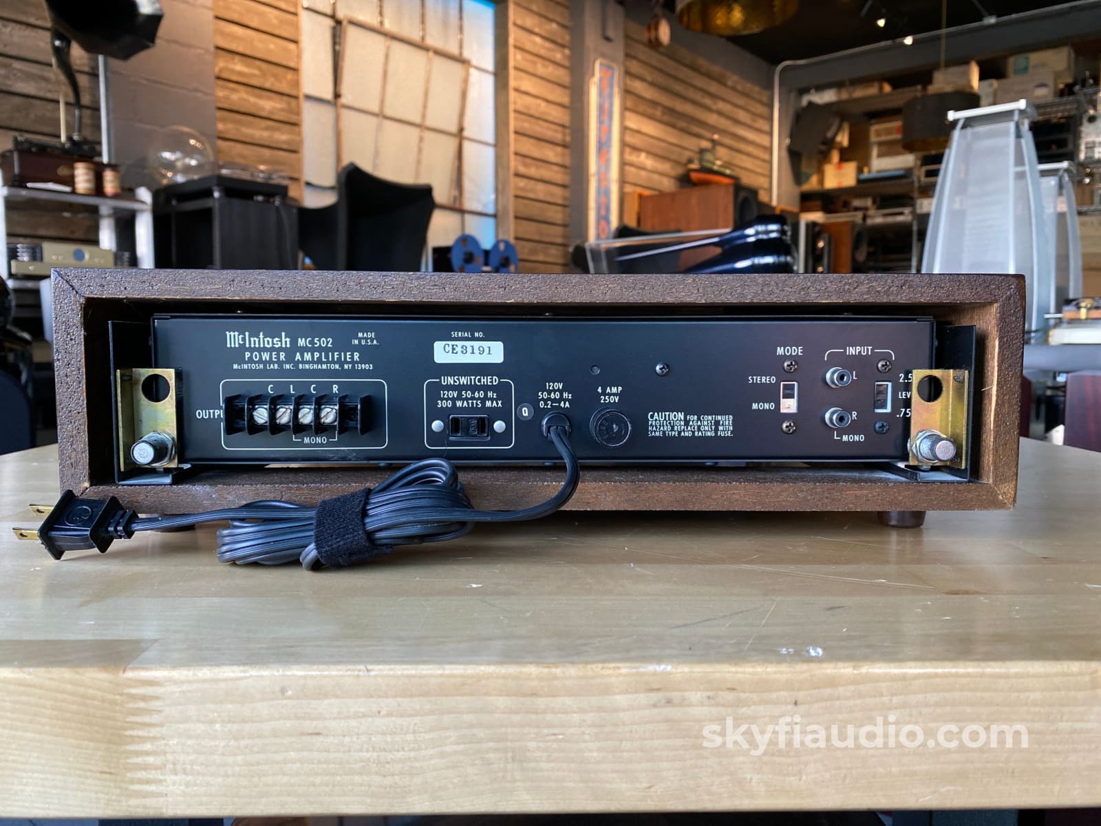 Mcintosh Mc502 Vintage Solid State Amplifier With Wood Cabinet