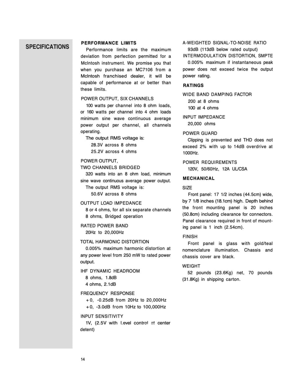 Mcintosh Mc7106 Modified *4* Channel Solid State Amplifier Please Read On...