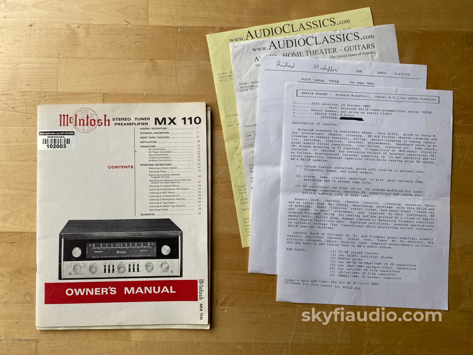 Mcintosh Mx110 Tube Tuner Preamp - Modafferi Upgraded & Skyfi Restored Preamplifier