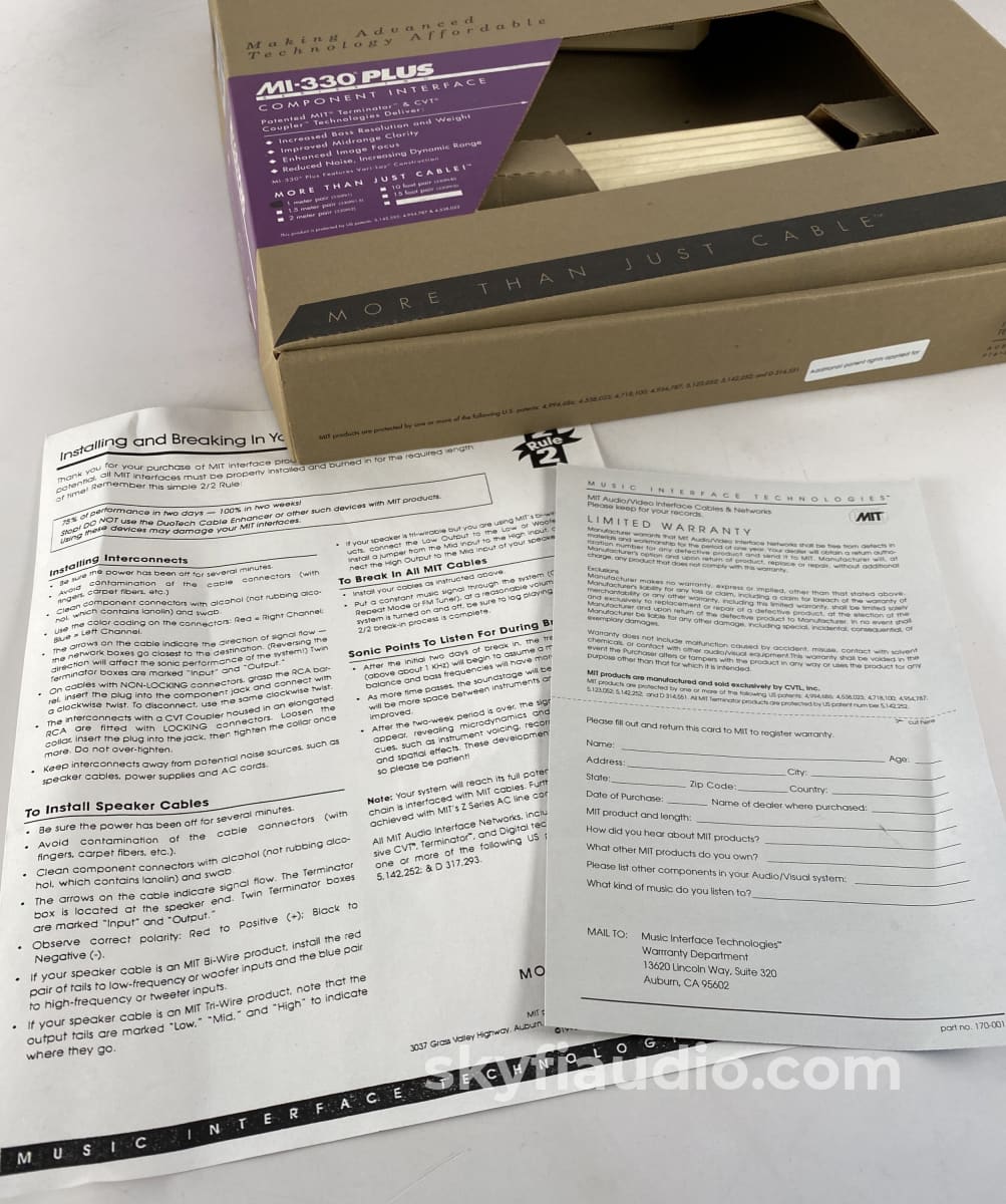 Mit Mi-330 Plus Series Two Vintage Audio Rca Cables - 1M