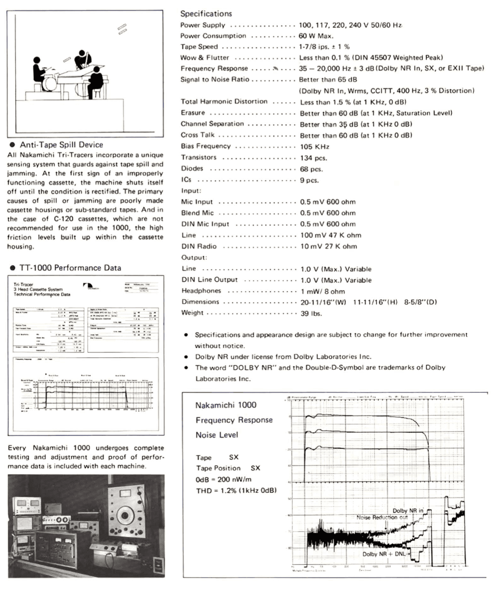 Nakamichi 1000 Mkii Tri-Tracer - Three Head Dual Capstan Cassette System Survivor Tape Deck