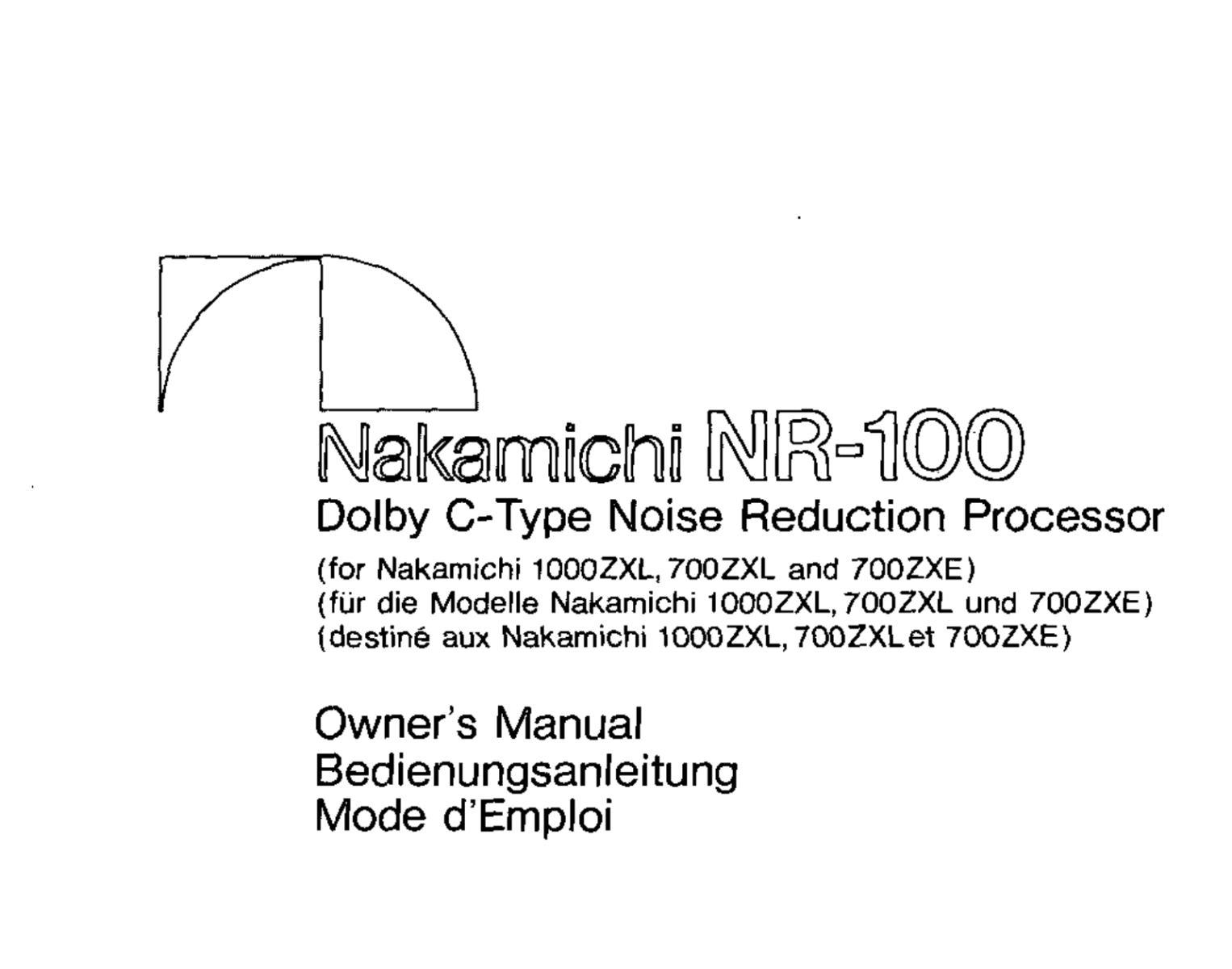 Nakamichi Nr-100 External Dolby C-Type Noise Reduction Processor - For 1000Zxl More Accessory