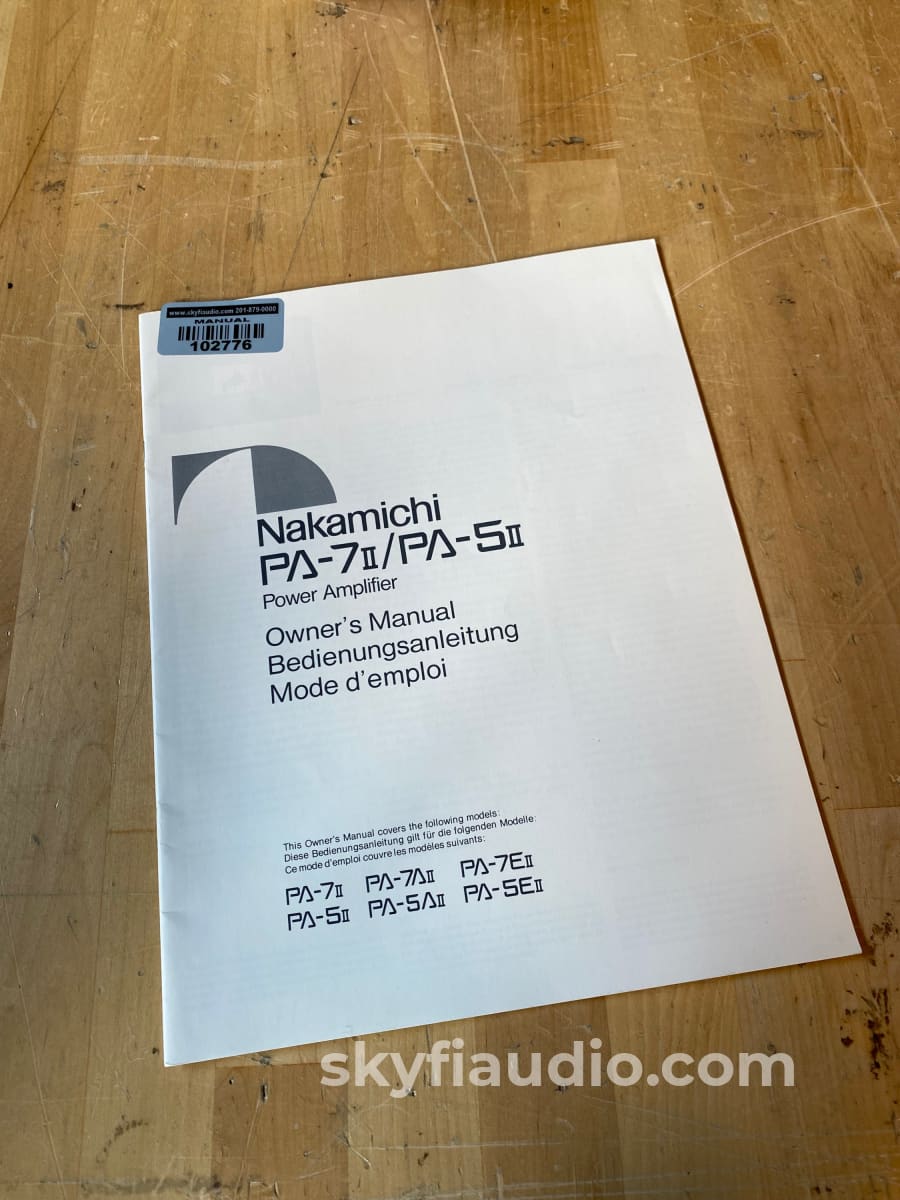 Nakamichi Pa-7Aii Stasis Vintage Power Amplifier 225W X 2