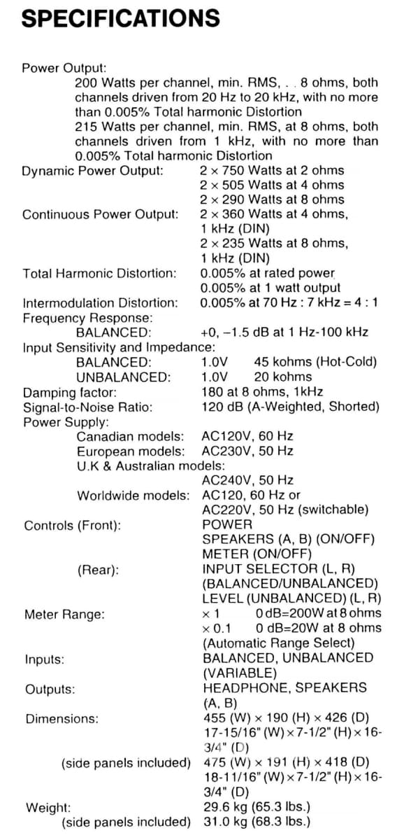 Onkyo M-588F Stereo Power Amplifier - Huge Meters Wow 200Wpc
