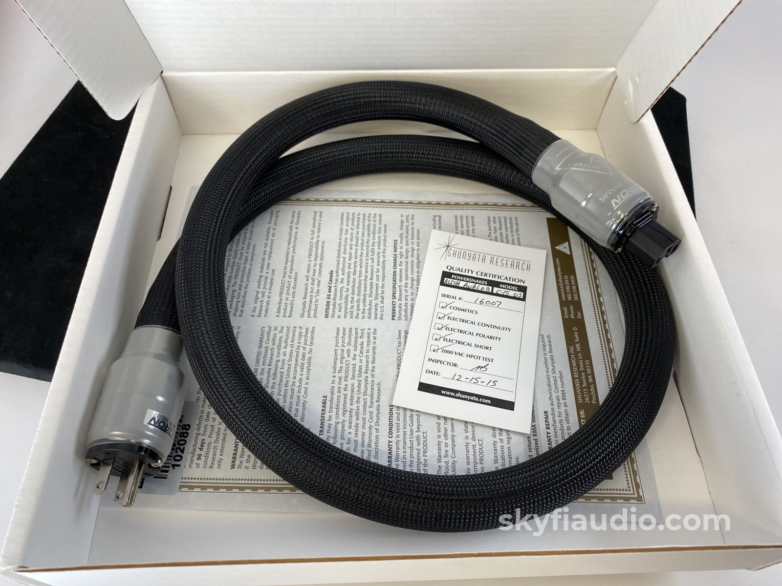 Shunyata Research - Zi-Tron Alpha Analog C15 Custom Power Cable 1.25M Cables