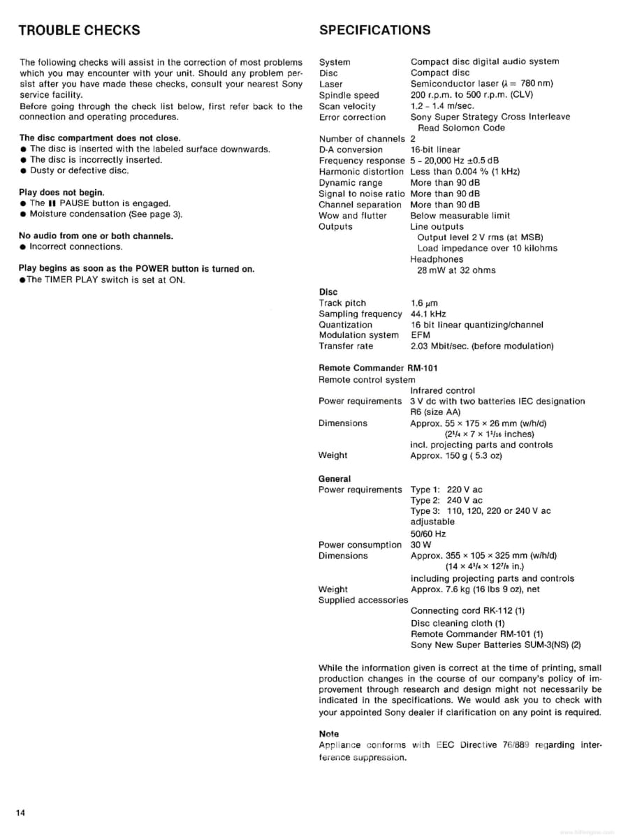 Sony Cdp-101 Worlds First Cd Player - A Piece Of Audio History And Working Perfectly + Digital