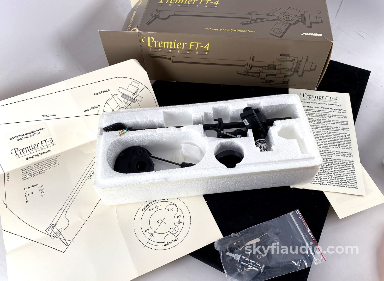 Sumiko Premier Ft-4 Stereo Gimbal Bearing Tonearm New In Box Accessory