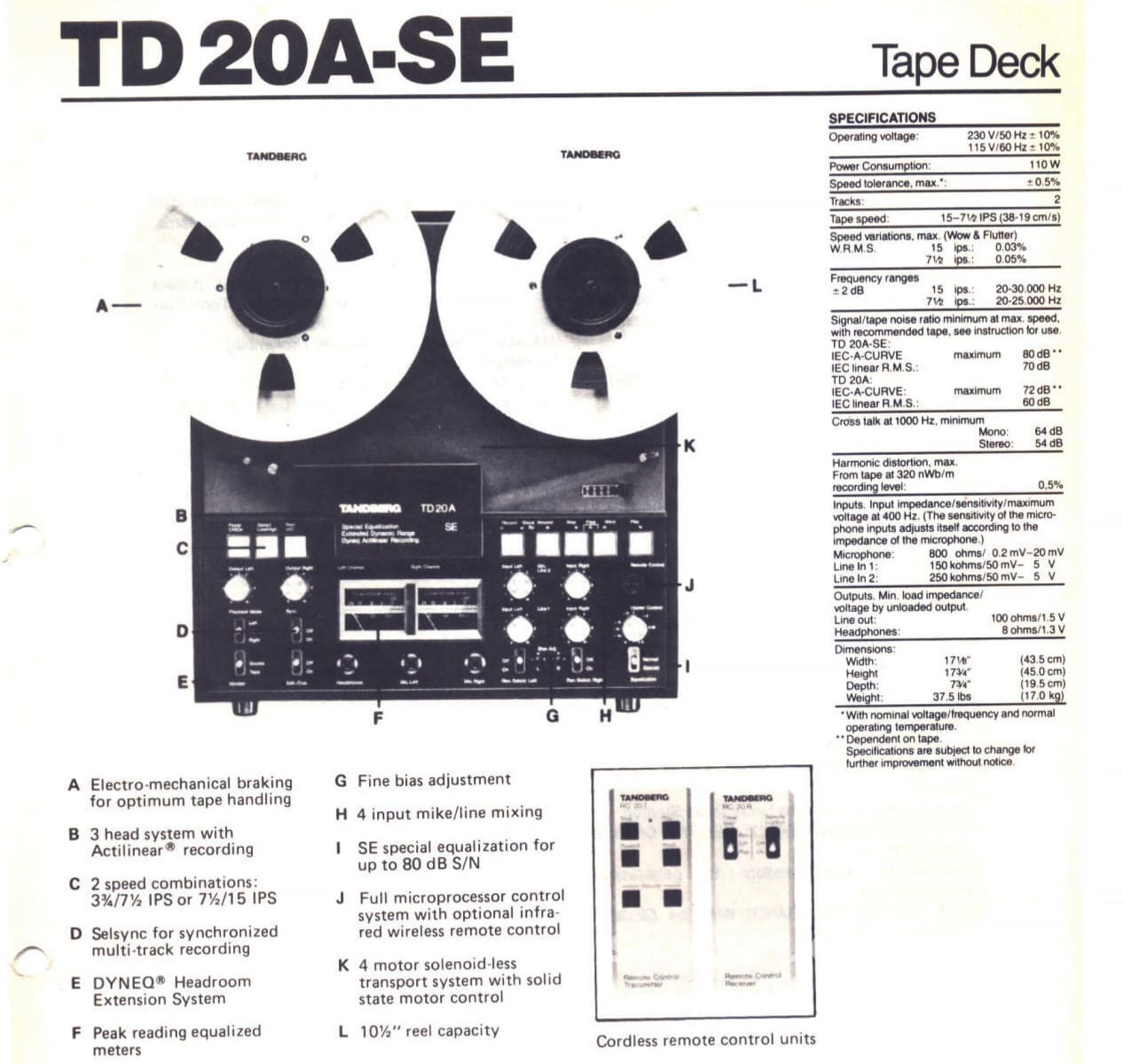 Tandberg Td 20A-Se Reel To Machine 4 Track Survivor Condition Tape Deck