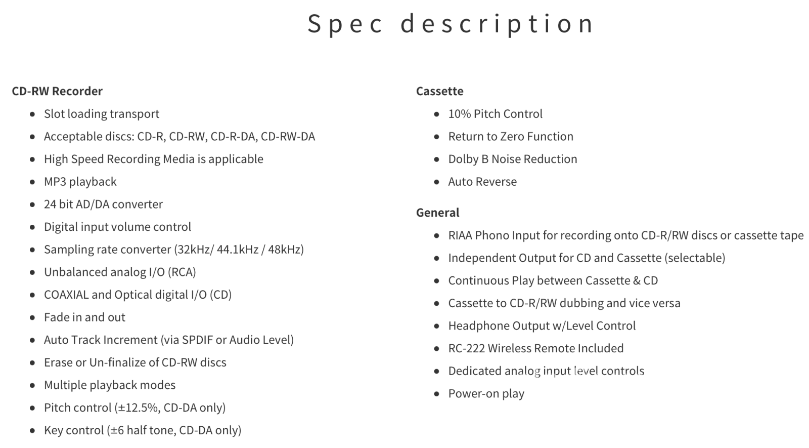 Tascam Cc-222Slmkii - Cd Recorder / Cassette Combination Deck + Digital