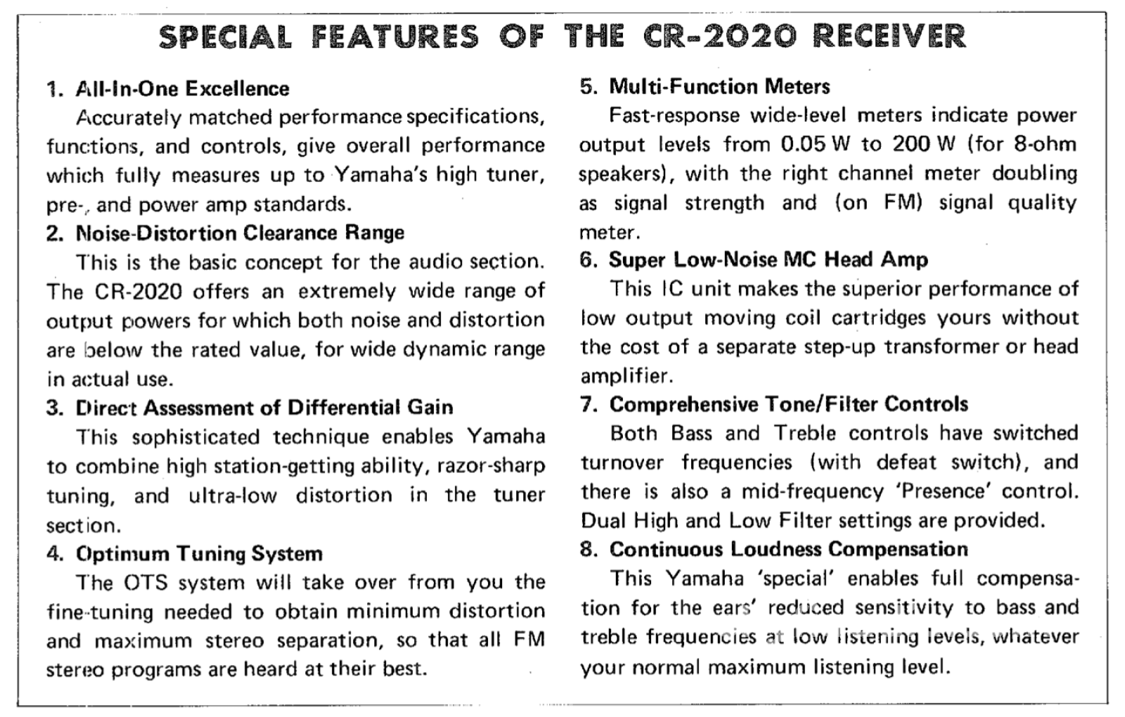Yamaha Cr-2020 Survivor Vintage Receiver W/Mc Phono Integrated Amplifier