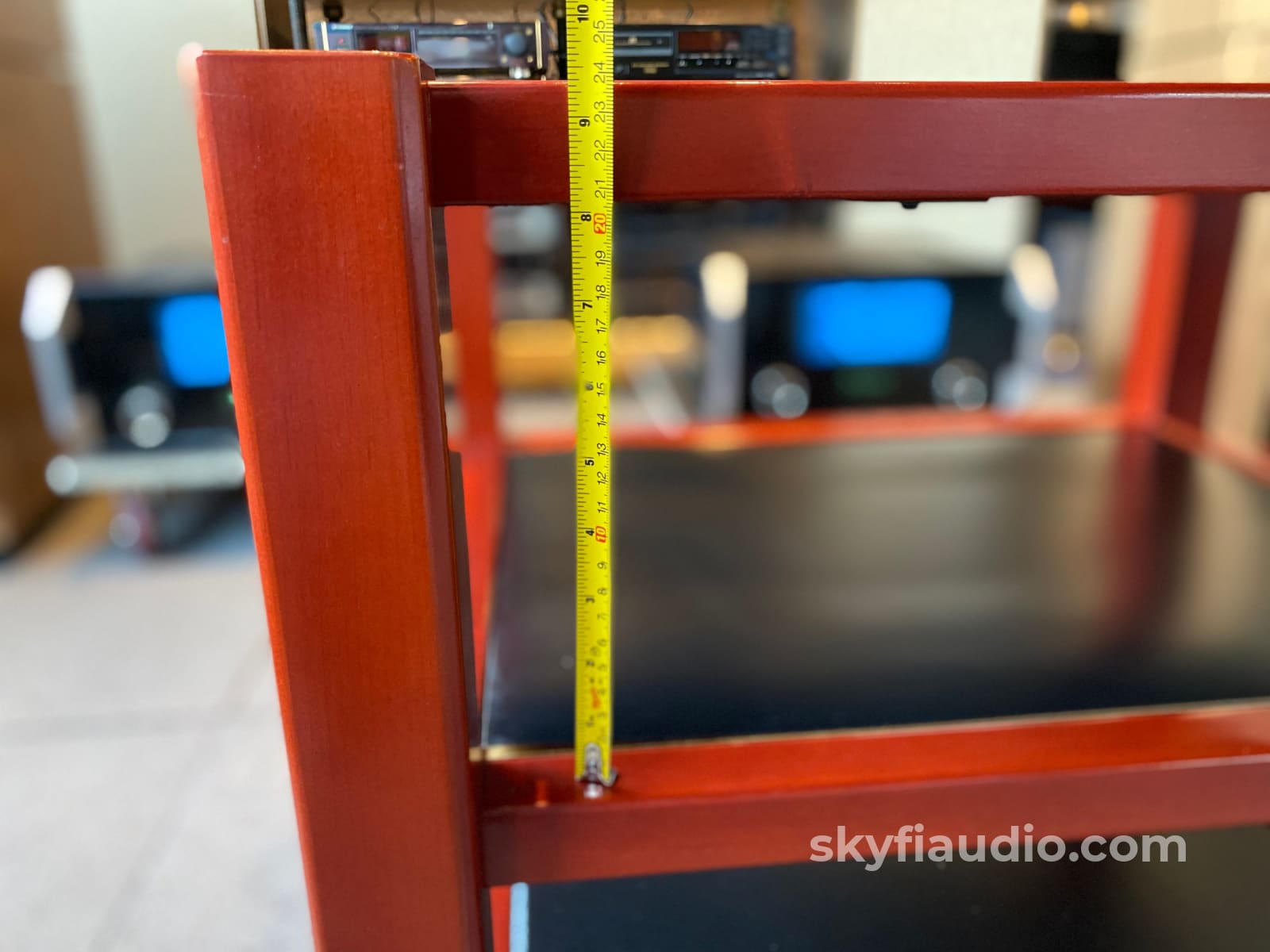 Zoethecus 3 Shelf Rack In Dark Red Wood With Spikes Accessory