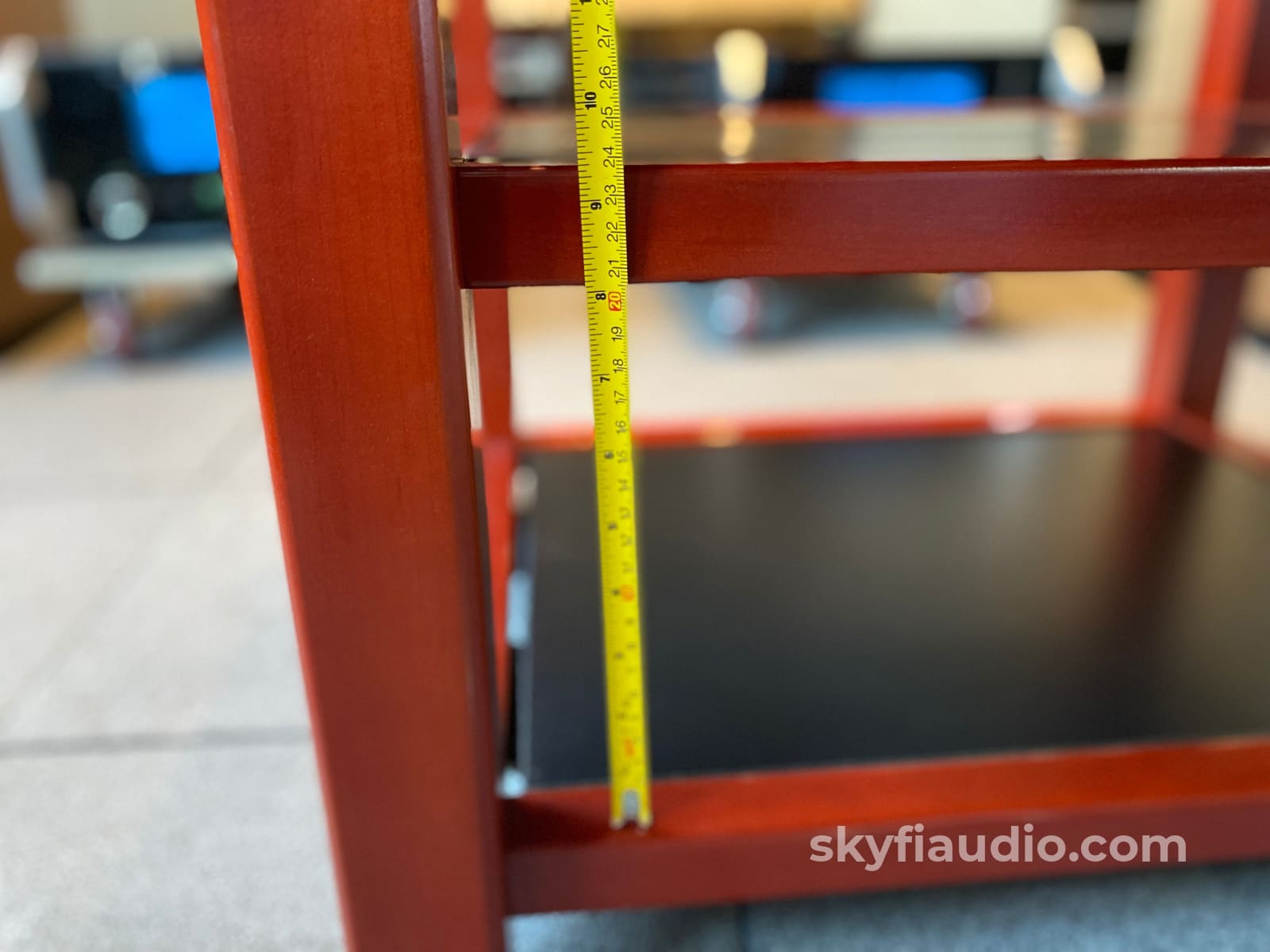 Zoethecus 3 Shelf Rack In Dark Red Wood With Spikes Accessory