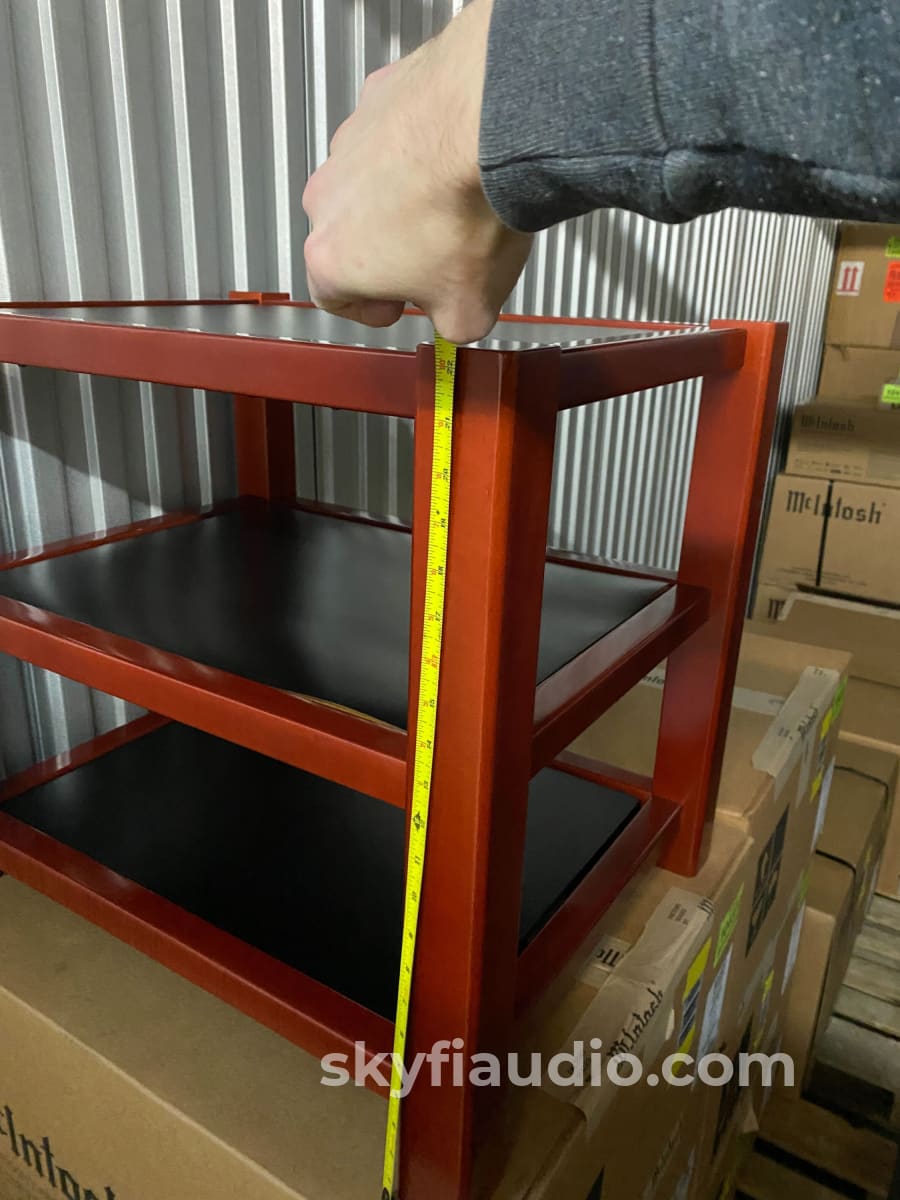 Zoethecus 3 Shelf Rack In Dark Red Wood With Spikes Accessory