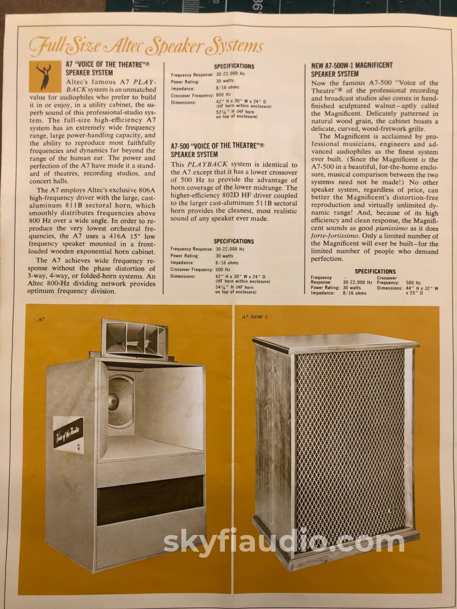 Altec Lansing Magnificent A7-500W-1 Speaker System - Voice Of The Theater Speakers