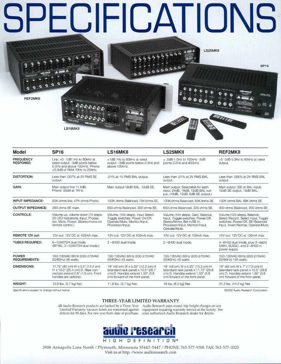 Audio Research LS25 MKII Tube Preamplifier With Remote