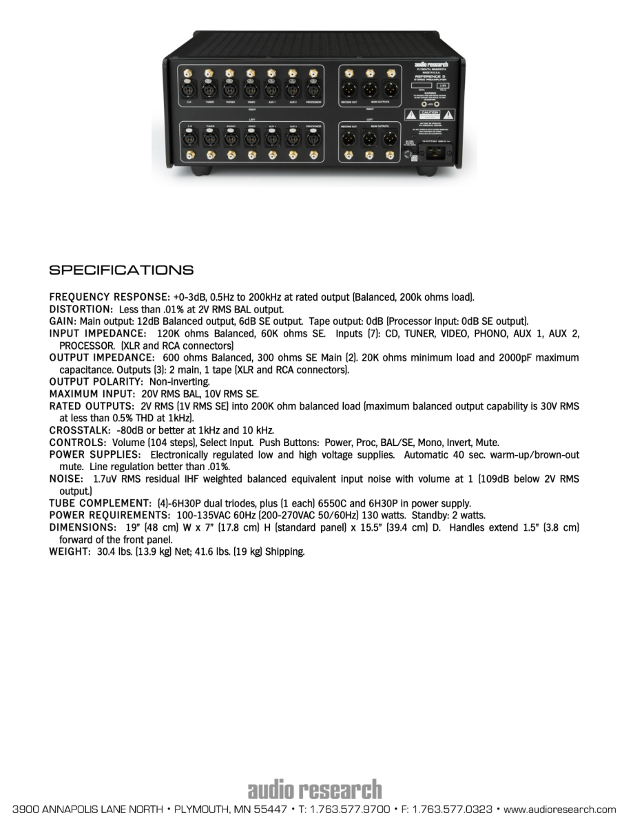 Audio Research Reference 5Se Tube Preamplifier