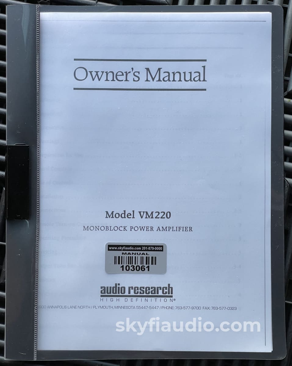 Audio Research Vm220 Tube Monoblock Amplifiers Amplifier