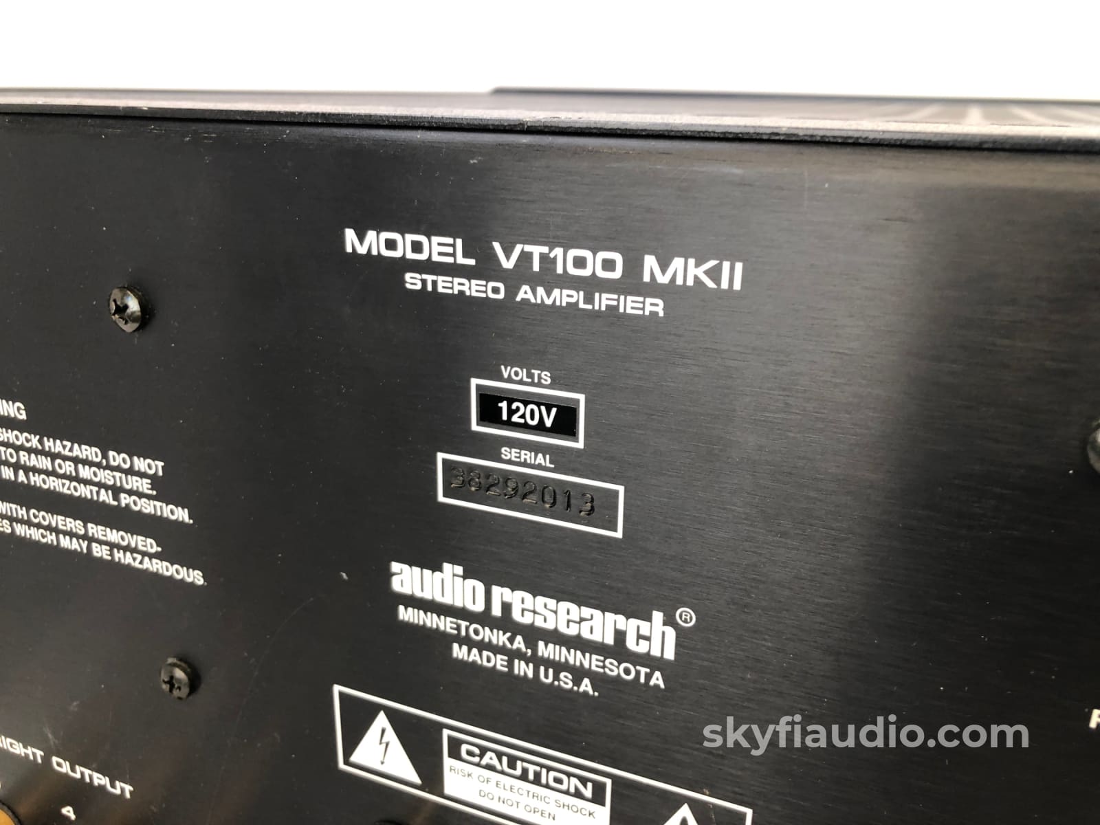 Audio Research Vt100 Mkii Vintage 100W Tube Amplifier - Black Faceplate 110V/220V