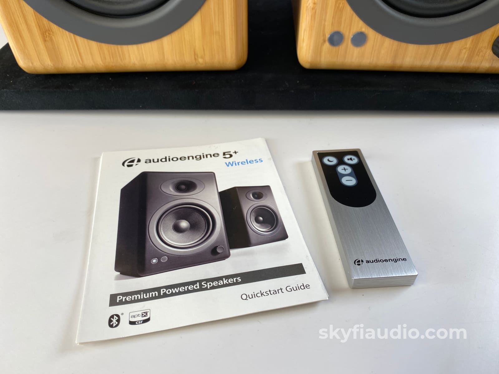 Audioengine 5+ Powered Bluetooth Speakers - Like New In Bamboo Finish