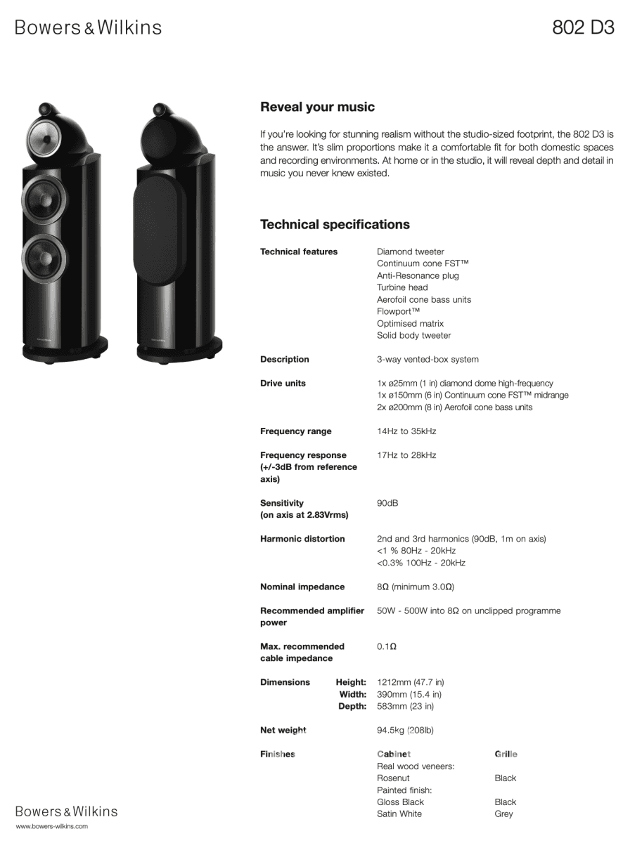 Bowers & Wilkins 804 D3 Speakers In Gloss Black - Like New