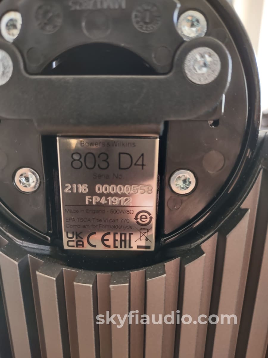 Bower & Wilkins 803D4 Speakers Current Generation Like New Complete