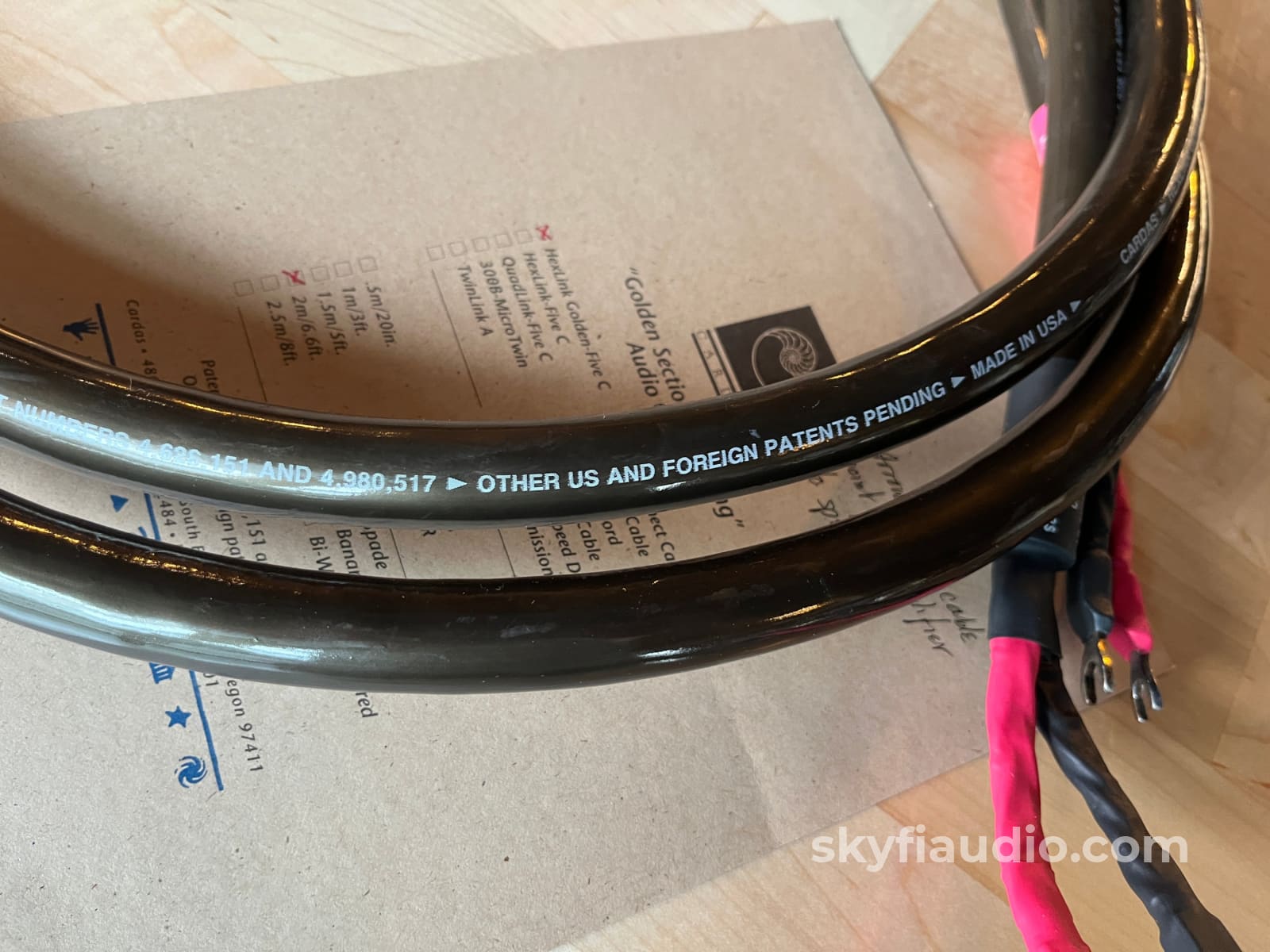 Cardas Golden Five C Speaker Cable Pair - 2m - Spade Terminations Cables