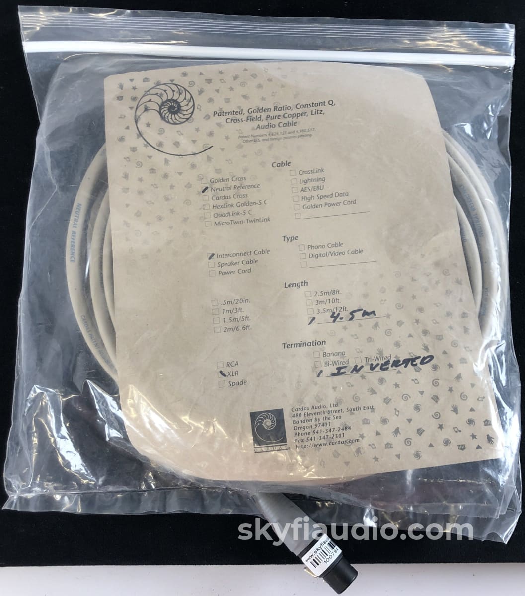 Cardas Neutral Reference Xlr Cable - New 4.5M Cables