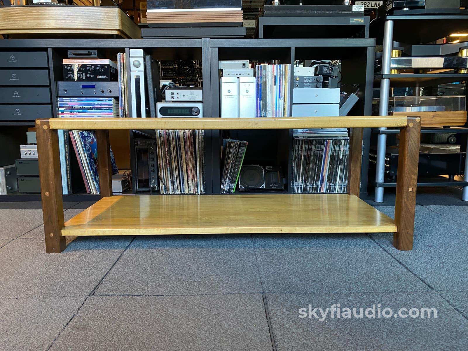 Birdseye Maple & Walnut Custom Made Audio Rack - 2 Shelf Turntable