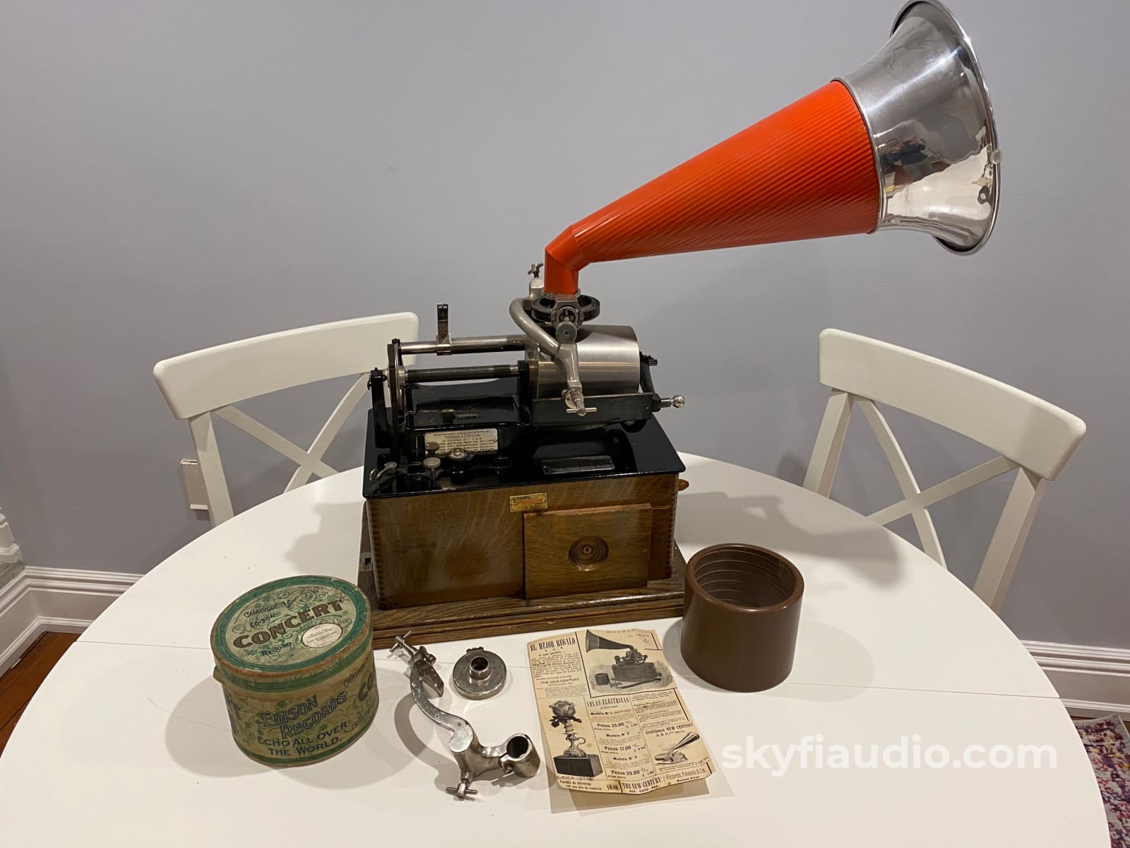 Edison Concert Phonograph Late 1800S With Bettini Attachment Reproducer Turntable