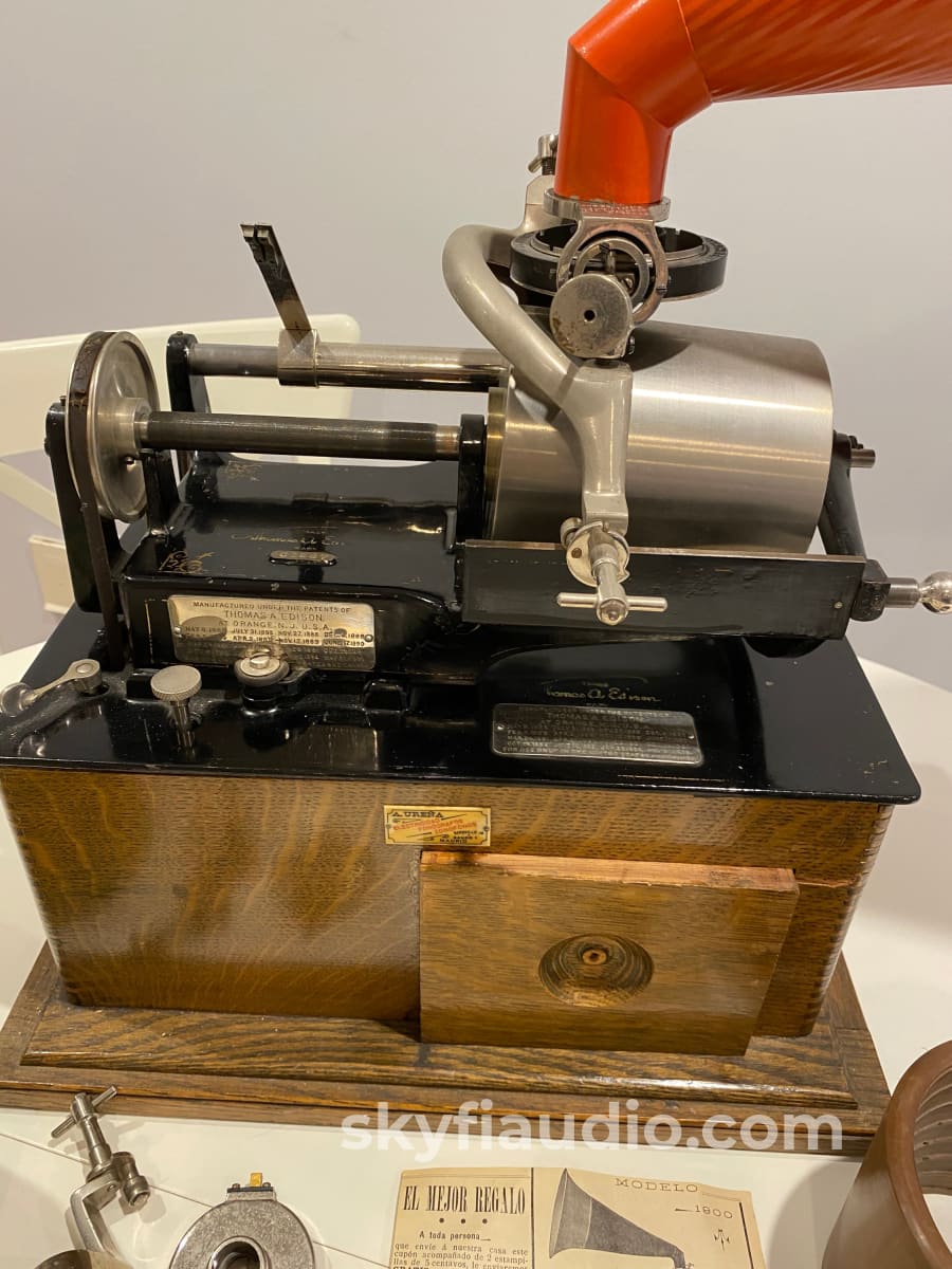 Edison Concert Phonograph Late 1800S With Bettini Attachment Reproducer Turntable