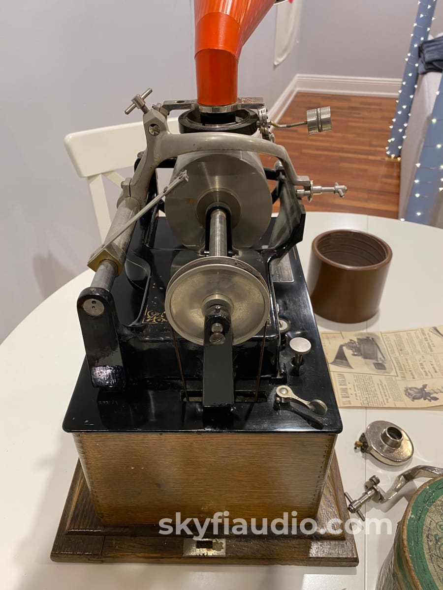 Edison Concert Phonograph Late 1800S With Bettini Attachment Reproducer Turntable