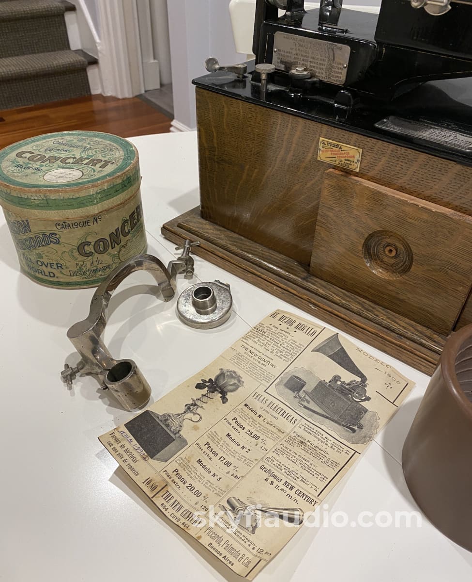 Edison Concert Phonograph Late 1800S With Bettini Attachment Reproducer Turntable