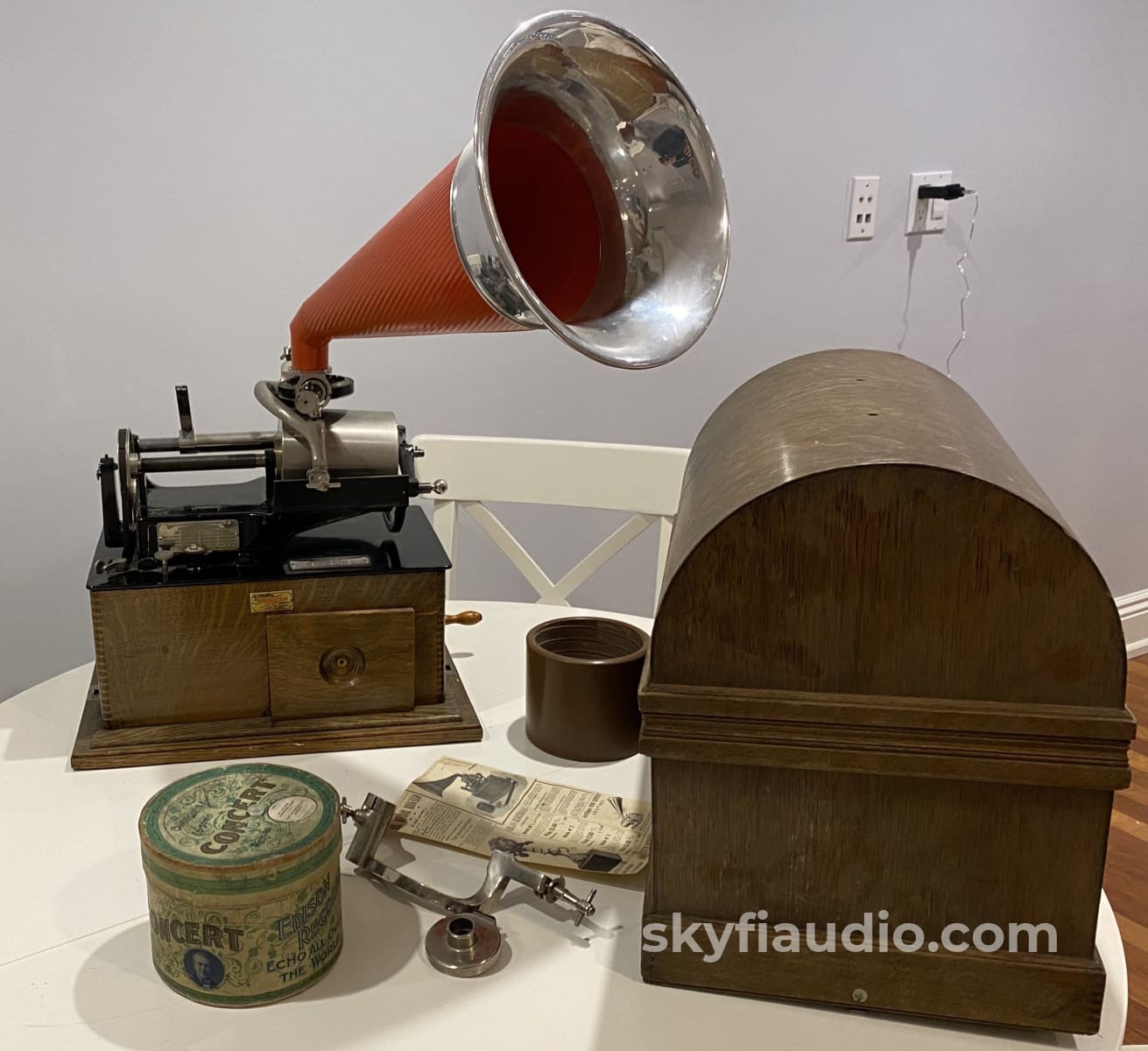 Edison Concert Phonograph Late 1800S With Bettini Attachment Reproducer Turntable