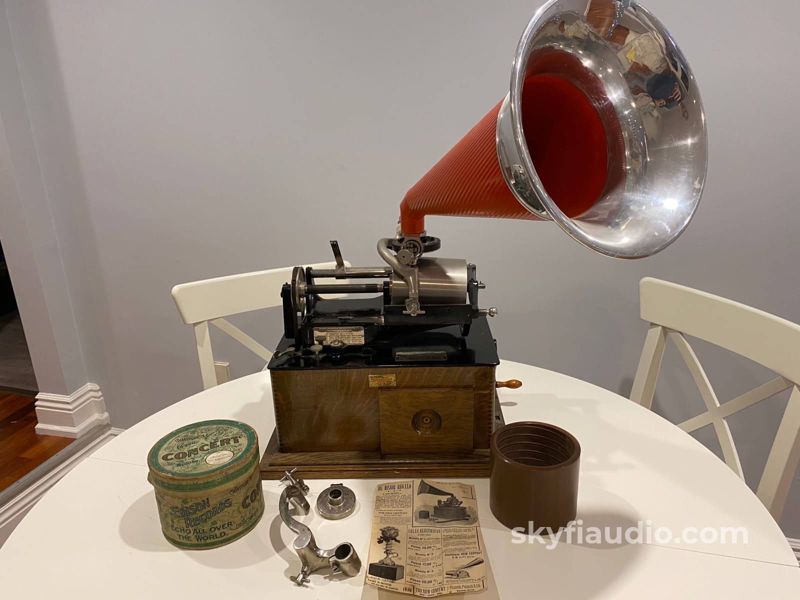 Edison Concert Phonograph Late 1800S With Bettini Attachment Reproducer Turntable