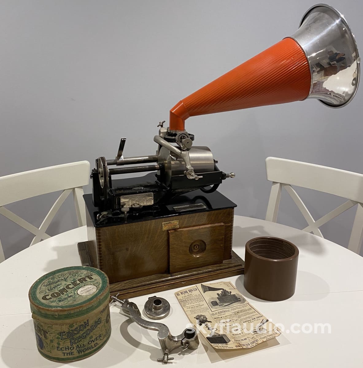Edison Concert Phonograph Late 1800S With Bettini Attachment Reproducer Turntable