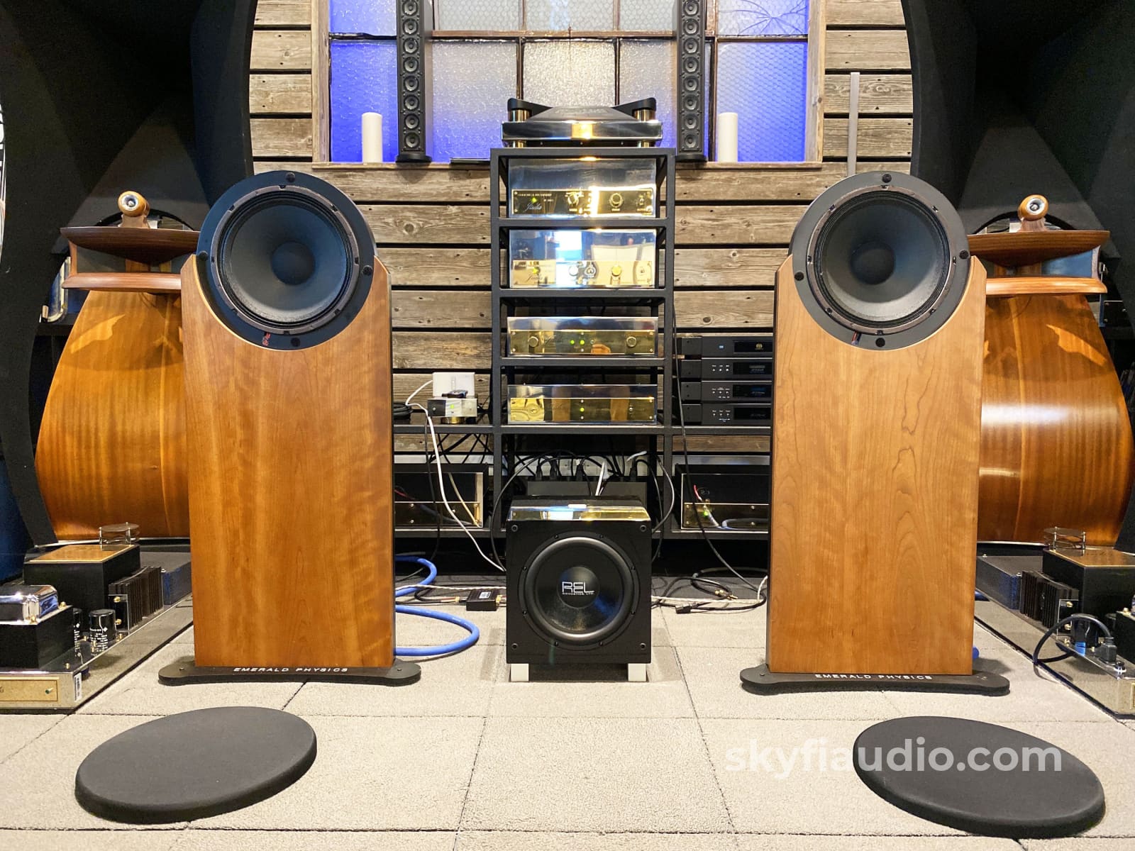 Emerald Physics Cs3 Infinite Baffle Speakers With Active Eq Box And Rel Subwoofer