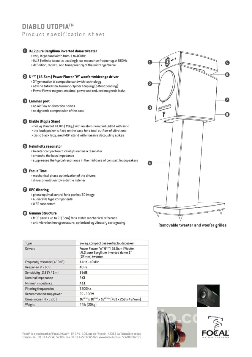 Focal Diablo Utopia Iii Speakers - As New And Complete With Stands