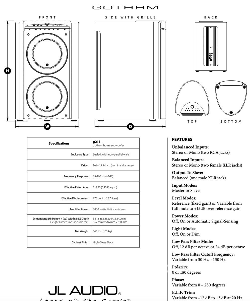 Jl Audio Gotham Reference Subwoofer In Original Crate (1 Of 2) Speakers