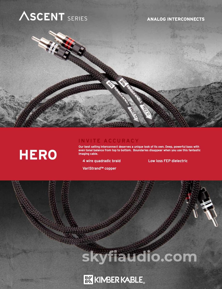 Kimber Kable - Ascent Series Hero Analog Interconnects (PAIR) - RCA  Ultraplate or WBT Connectors - New