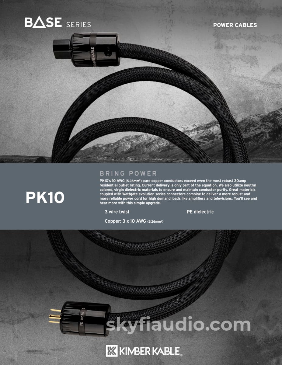 Kimber Kable - Base Series Pk10 Power Cord New Cables