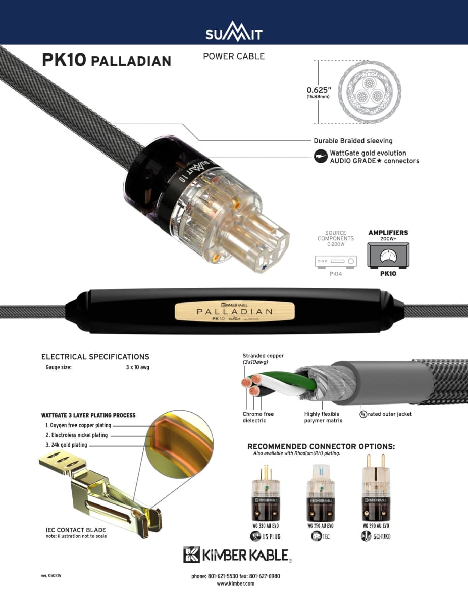 KIMBER KABLE PK-10 電源ケーブル キンバーケーブル ① Kimber Kable - Base Series PK10 Power Cord - New