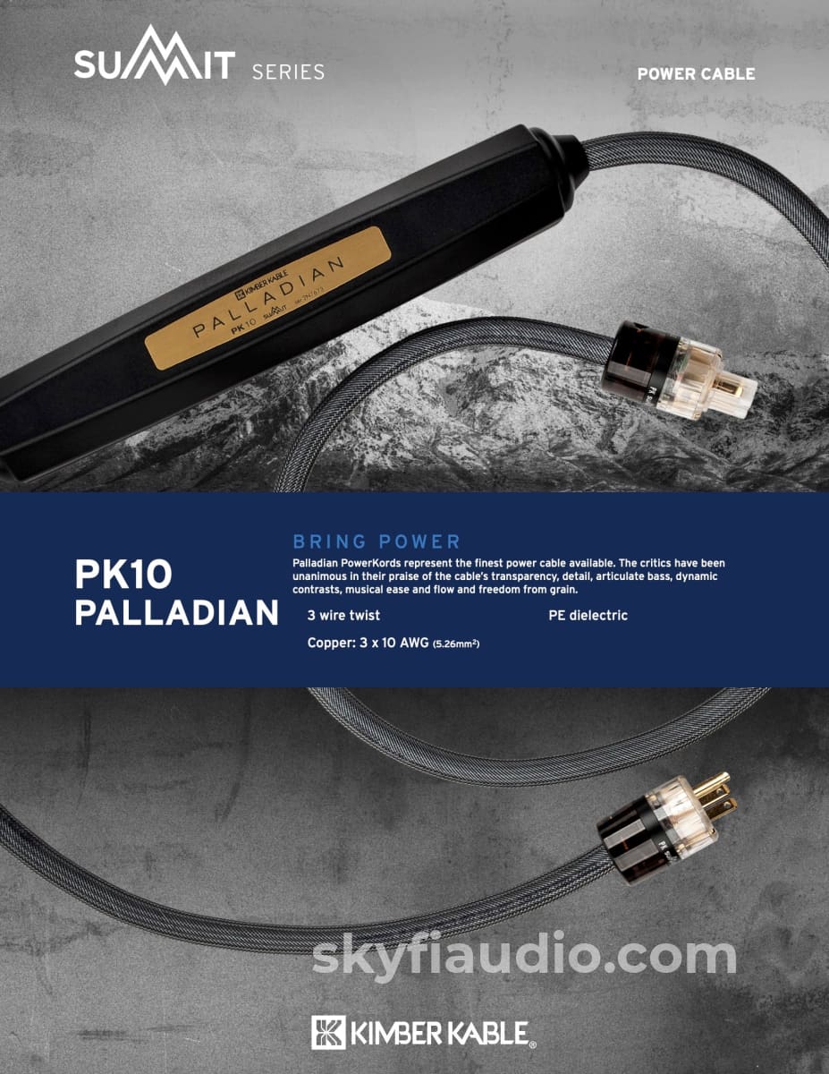 Kimber Kable - Summit Series Pk10 Palladian Power Cord New Cables
