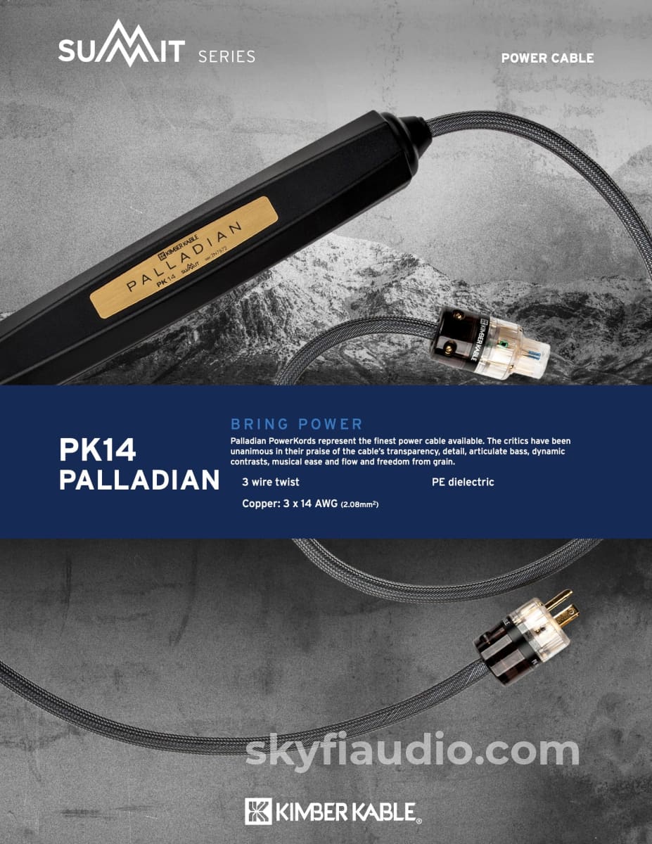 Kimber Kable - Summit Series Pk14 Palladian Power Cord New Cables