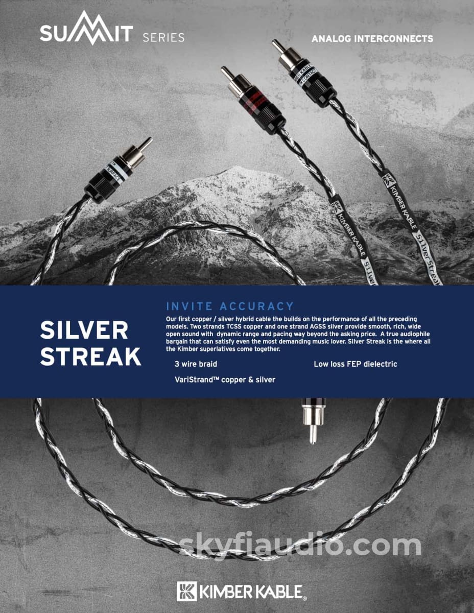 Kimber Kable - Summit Series Silver Streak Analog Interconnects (Pair) Rca Ultraplate Or Wbt