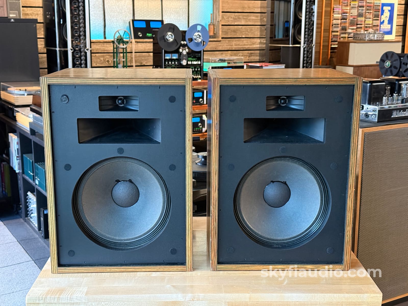 Klipsch Heresy 1.5 HBR Raw Birch w/ Rustic Oil Patina 1982 Consecutive Serials Speakers