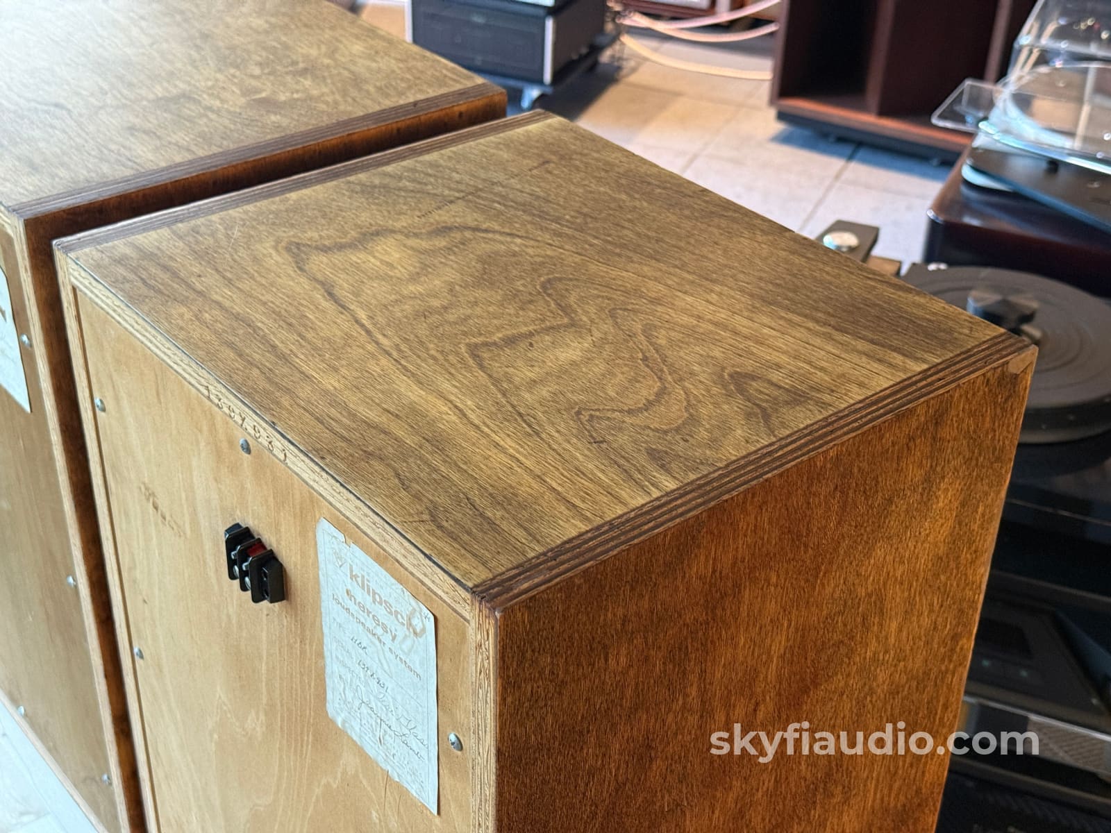 Klipsch Heresy 1.5 HBR Raw Birch w/ Rustic Oil Patina 1982 Consecutive Serials Speakers