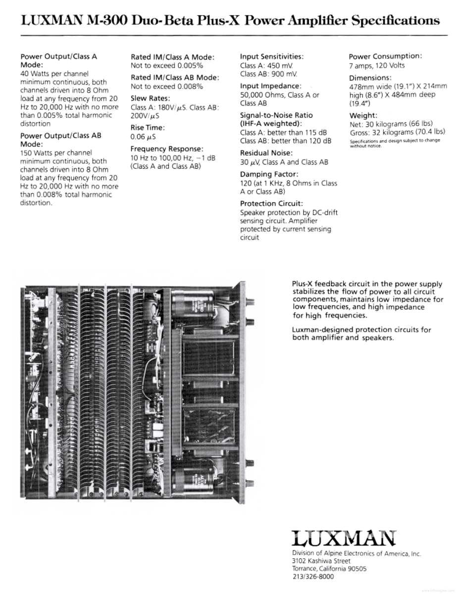 Luxman M-300 Vintage Solid State Amplifier - Serviced Plus Refinished Cabinet Gorgeous!