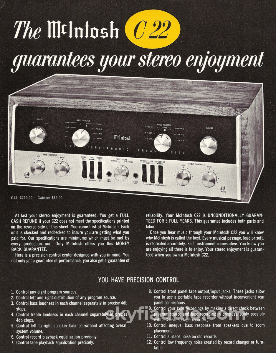 Mcintosh C22 Vintage Tube Preamplifier Restored And Highly Collectible .